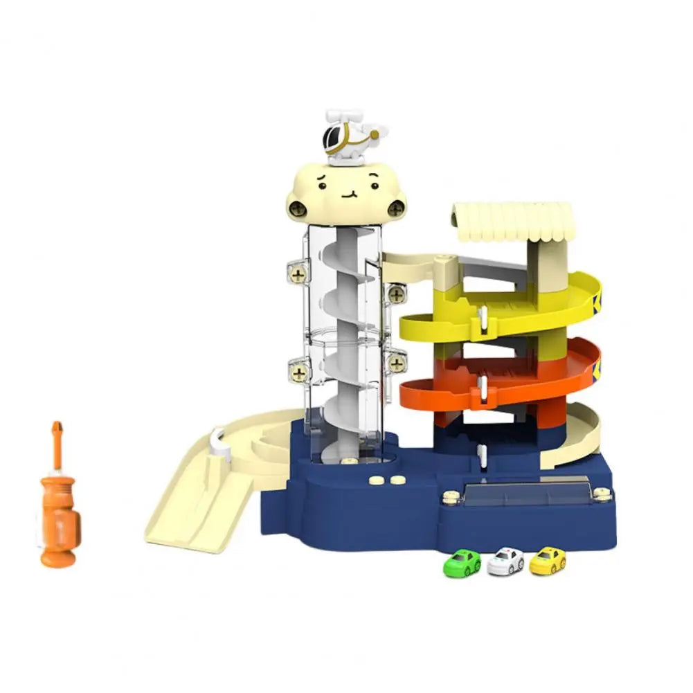 Kids Toys Electric Lift Rail Car Parking Toy Montessori Boys Girls Racing Cars Mechanical Adventure Table Game For Children Gift