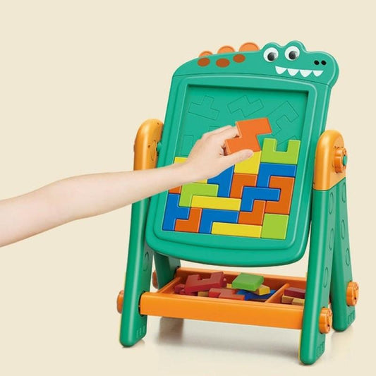 2 In 1 Crocodile Learning Board Drawing Board Building Blocks