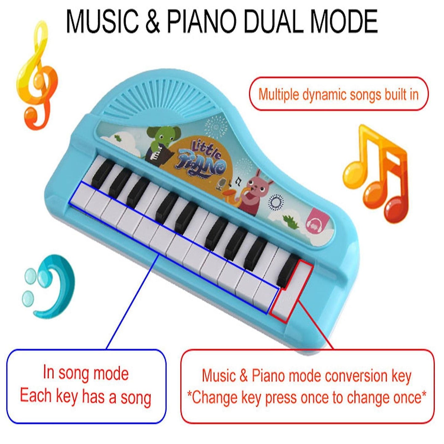 Kids Piano Electric Keyboard, Baby Mini Piano Toy With 24 Keys, Musical Piano Toy