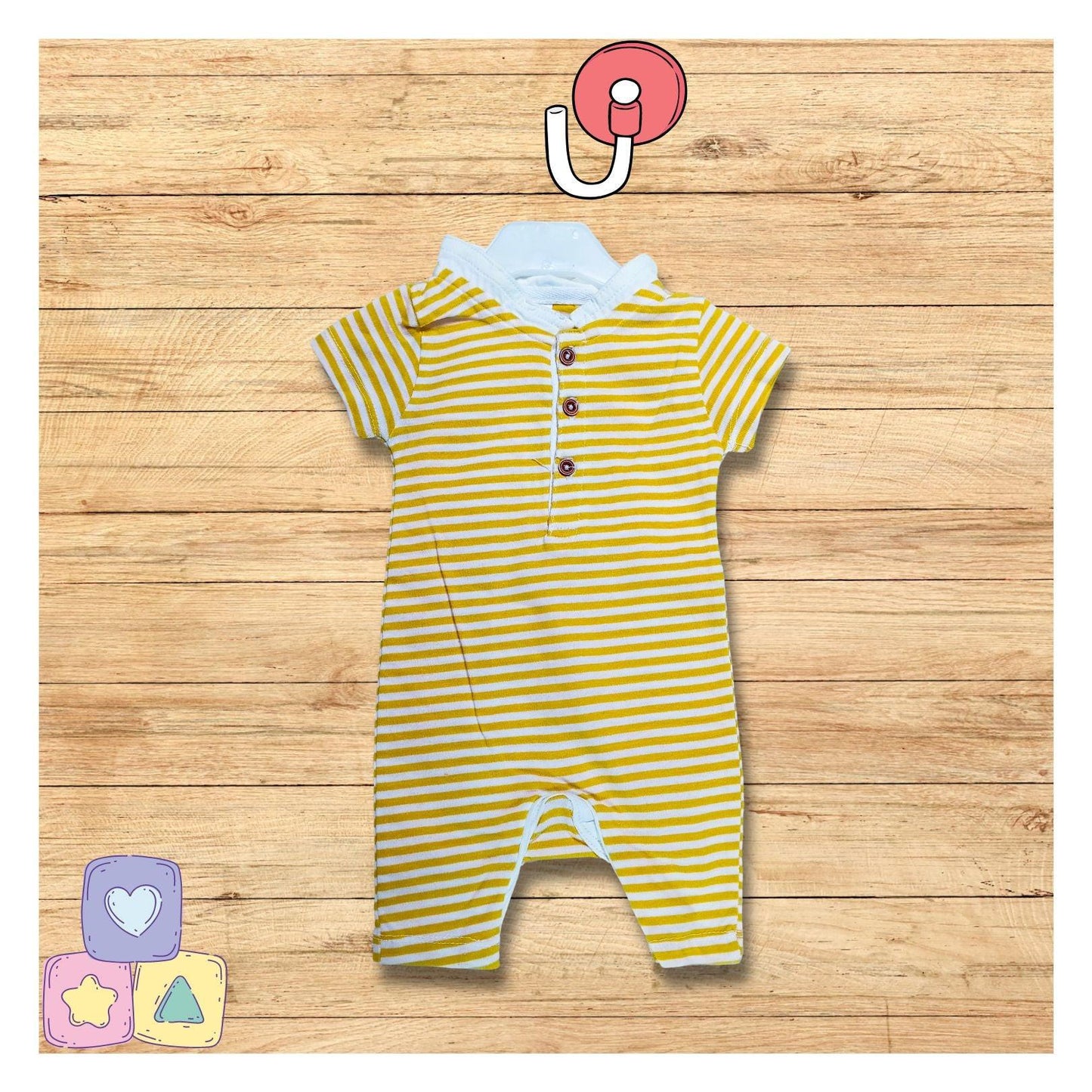 Yellow Red Stripe Summer Shortie Romper