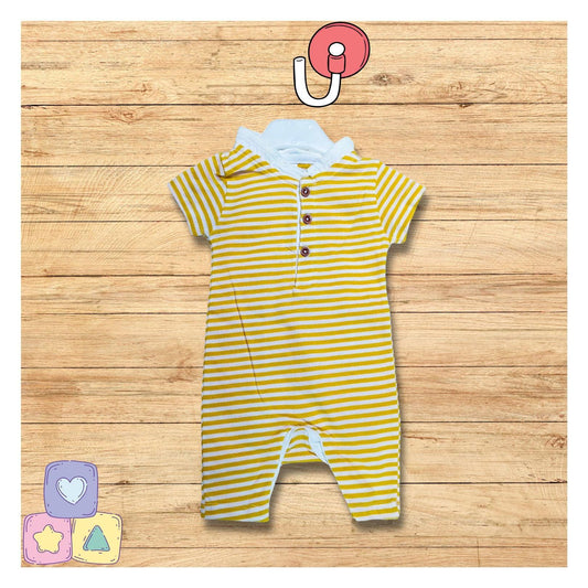 Yellow Red Stripe Summer Shortie Romper
