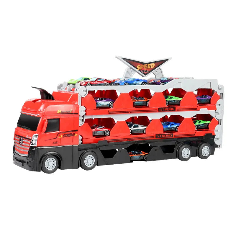 Carrier Truck Toy Car Transporter Includes 6 Metal Cars Toy for Boys Great Gift