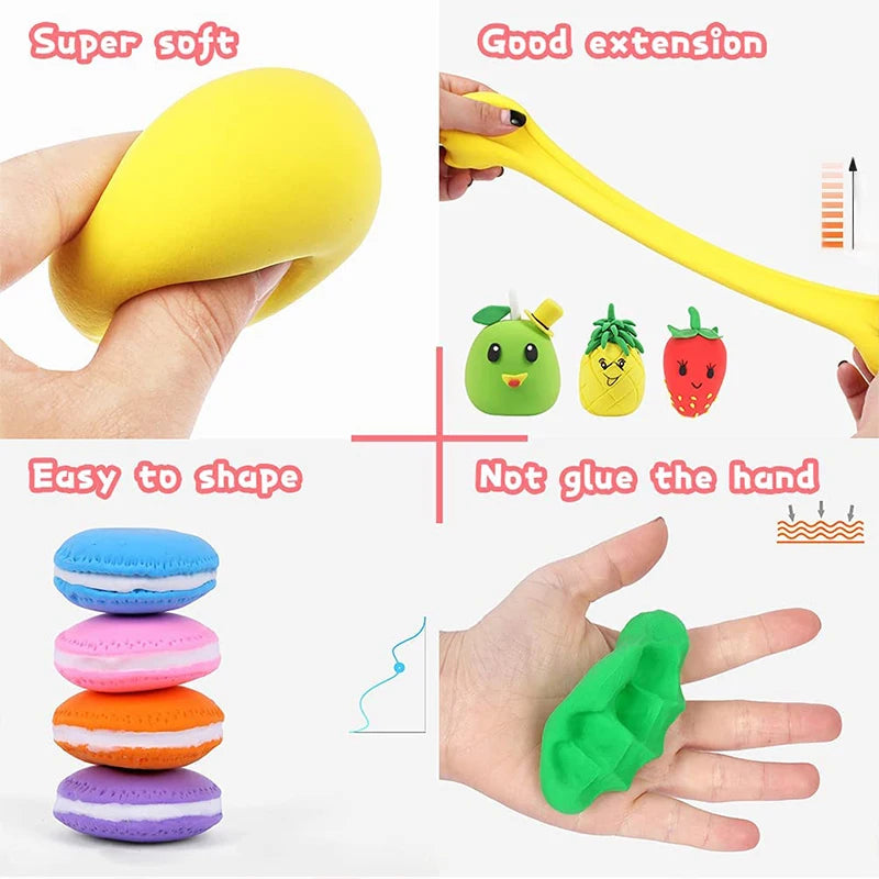 12 Color Super Light Clay Air Dry Polymer Modelling Clay With 3 Tools Soft Creative Educational Slime DIY Toys for Kids Gifts