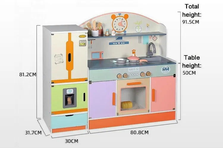 Multicolor Kitchen with Refrigerator