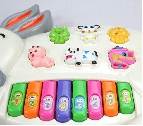 Storio Rabbits Musical Baby Piano with 3 Modes Animal Sounds