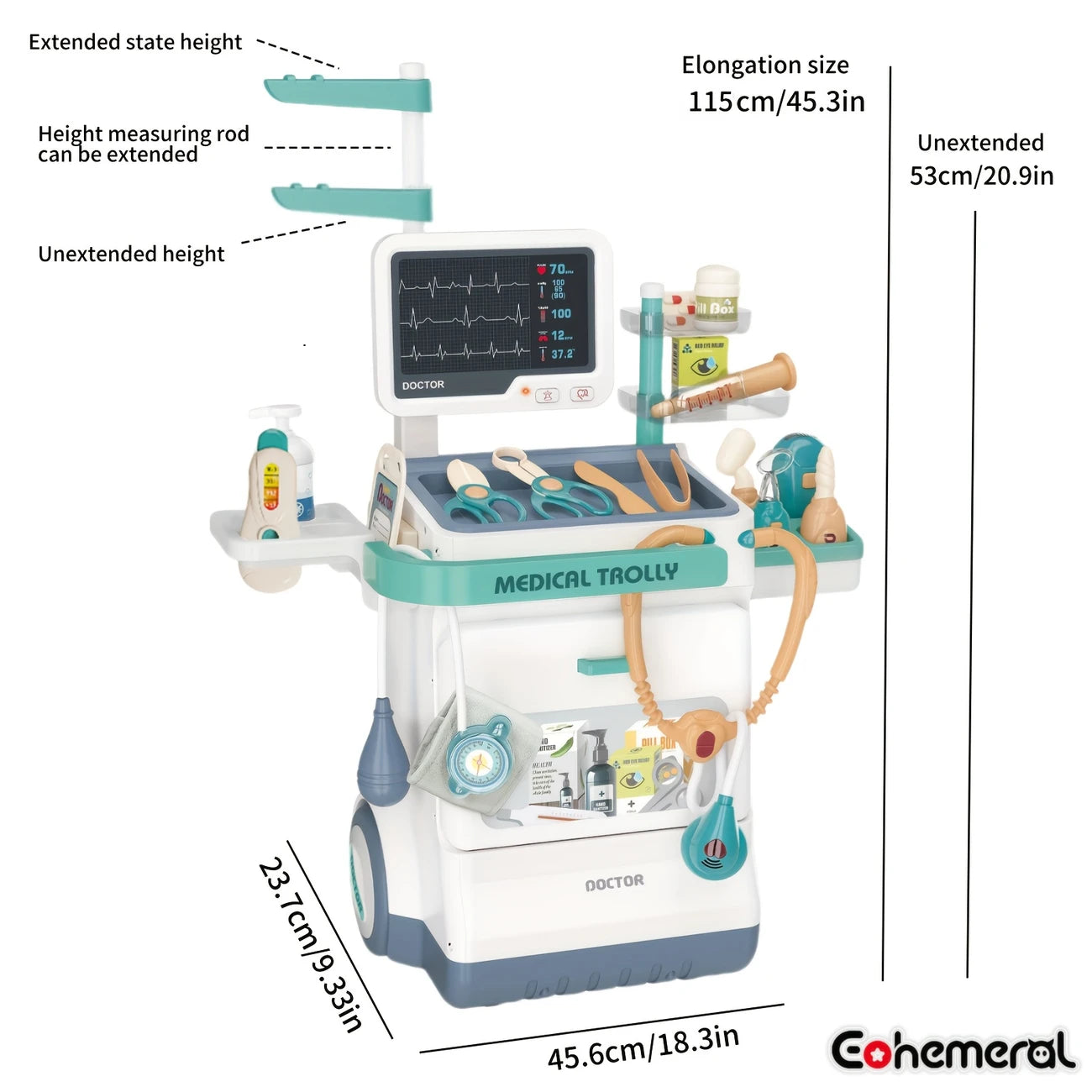Pretend Play Medical Trolley Set