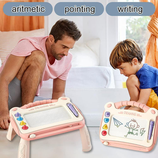 Magnetic Drawing Board Kids, Erasable Magnetic Drawing Board Colorful Writing Board with Stand Doodle Sketch Pad Educational Learning Montessori Toys Gift for Toddlers Boys Girls