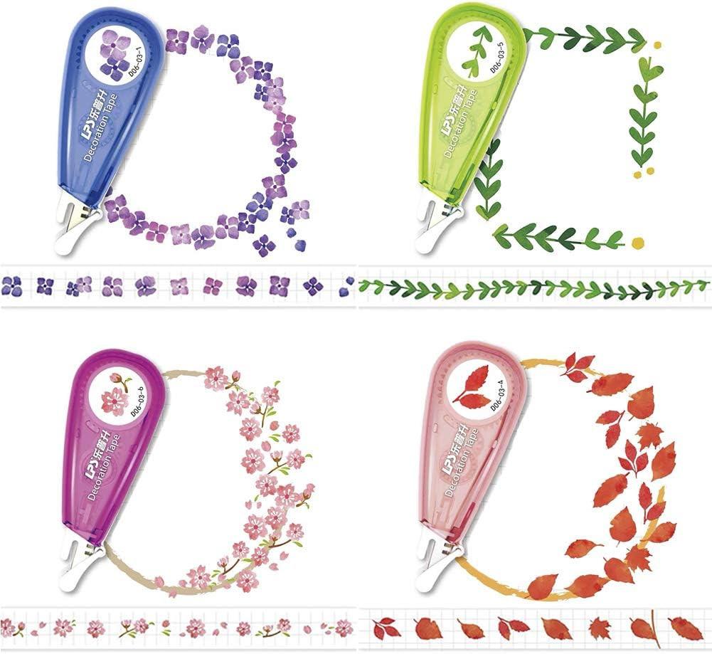 Papermore Creative Decorative Correction Tape Pen DIY Stationery Supplies for School/Office/Craft (green & floral (set of 10))