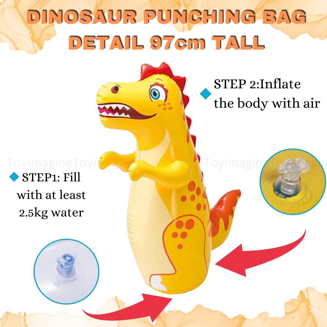 3D Standing Punching Bag Dinosaur Shape