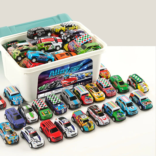 20/30/50pcs Metal Toy Car Set with Ramp Function and Storage Box
