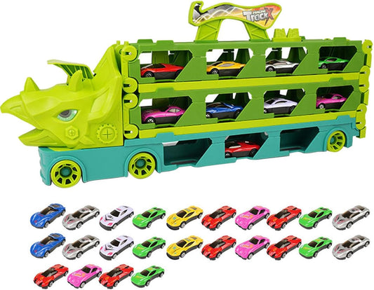 Carrier Truck Toy Car Transporter Includes 6 Metal Cars Toy for Boys Great Gift