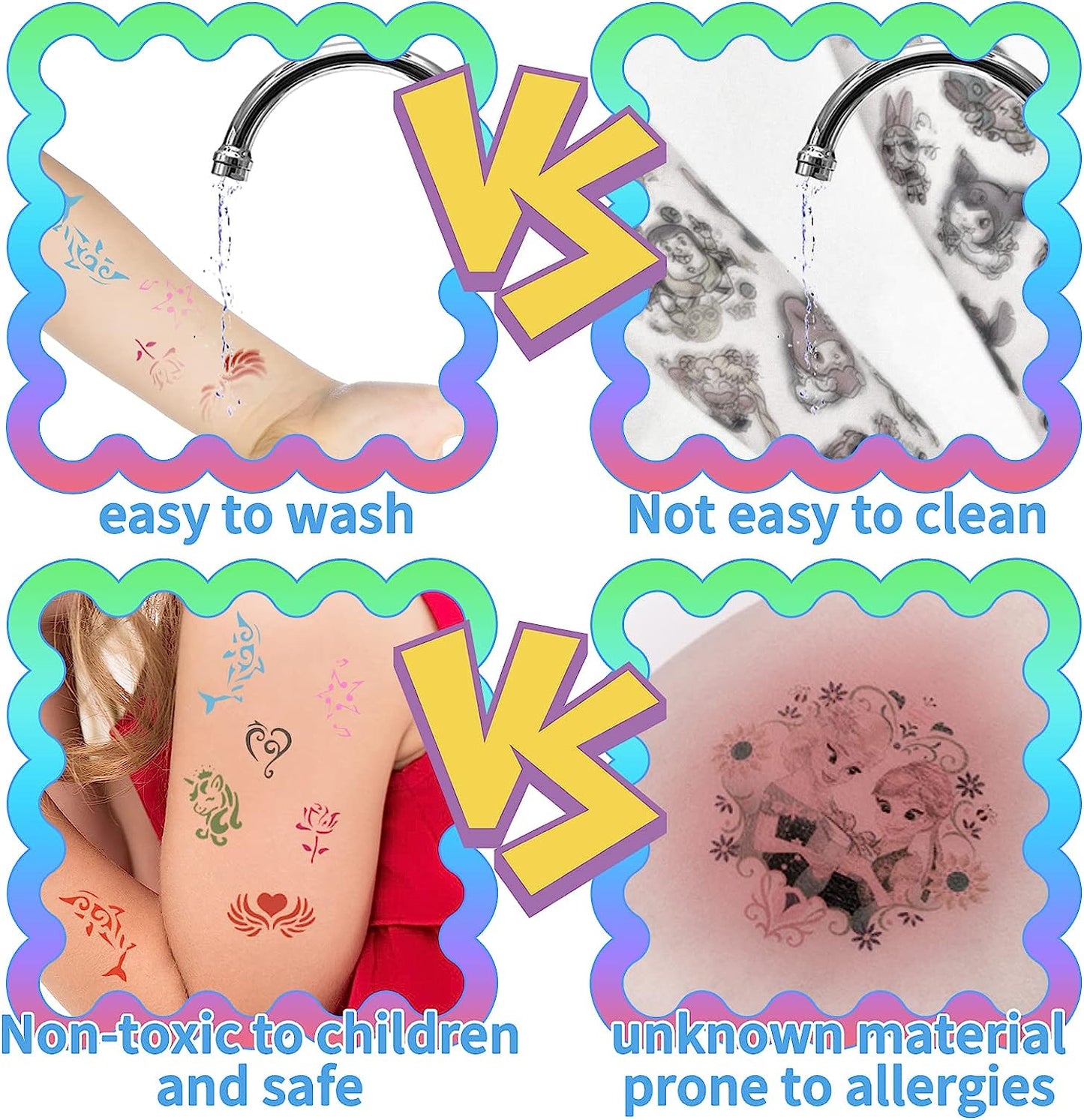 Tattoos Kit for Girls, Washable Makeup Tattoo Set Toy