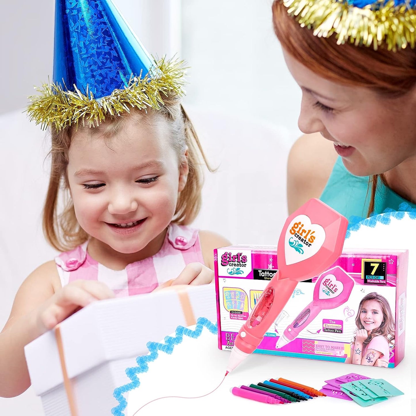 Tattoos Kit for Girls, Washable Makeup Tattoo Set Toy