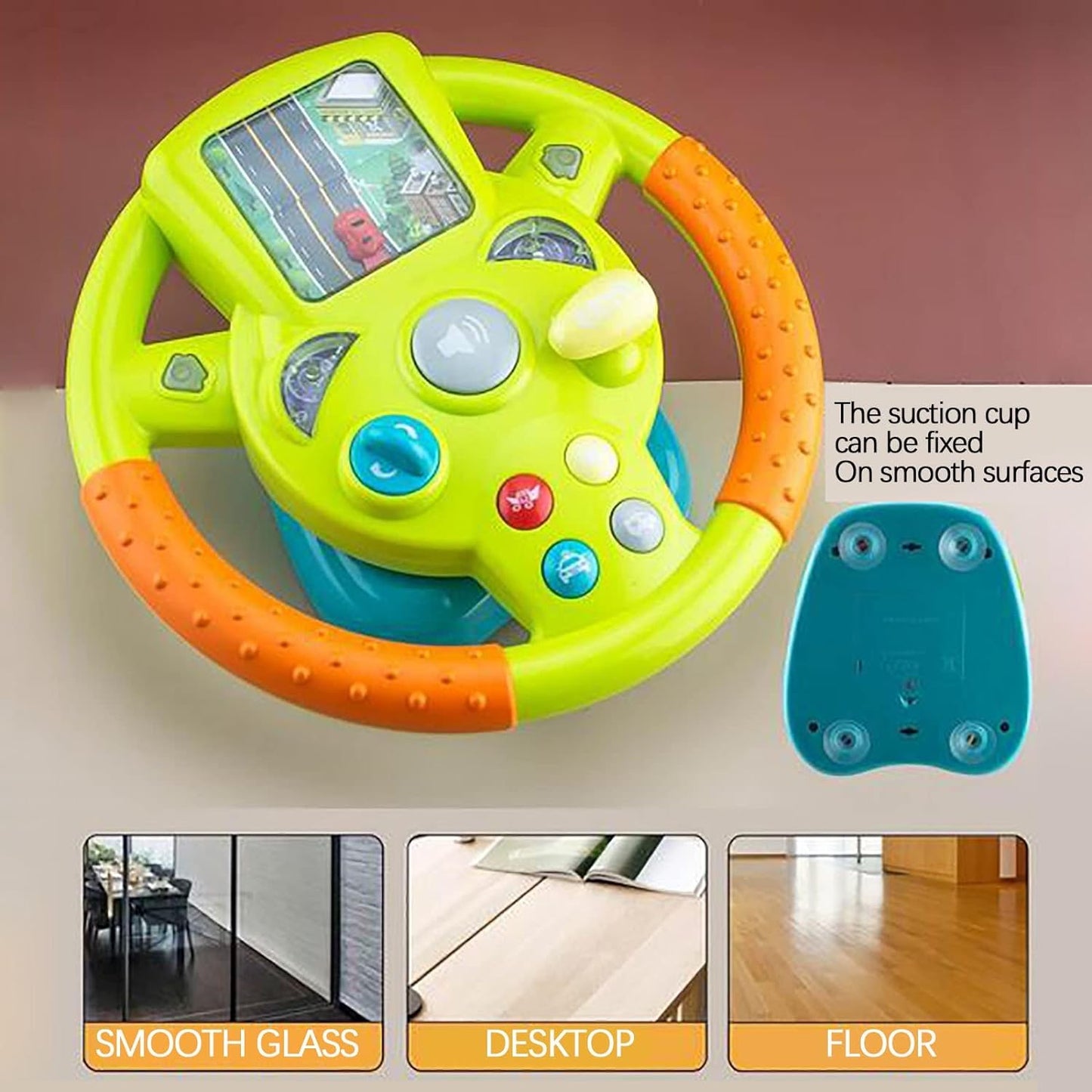 Kids Plastic Toy Steering Wheel with Music Light for Co-Pilot Simulation Driving Game for Children