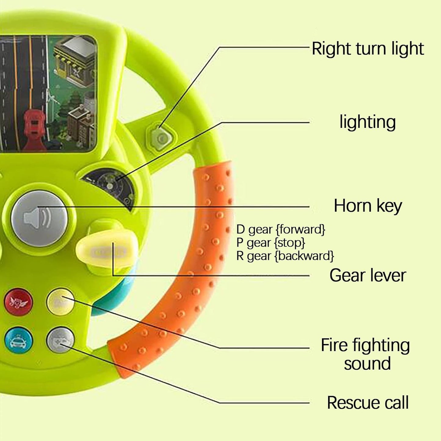 Kids Plastic Toy Steering Wheel with Music Light for Co-Pilot Simulation Driving Game for Children