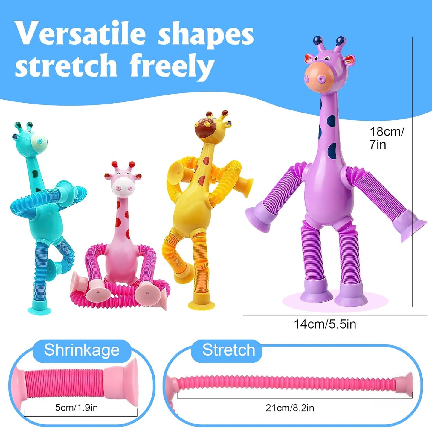 Giraffe Pop Stretch Tubes Fidget Fun Toy