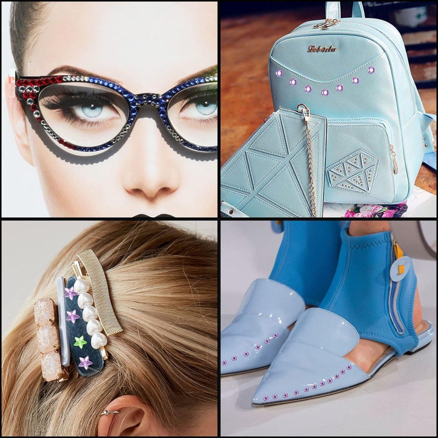 Hair Sparkle Kit, Hair Jewelry Set with 180 Gemstones