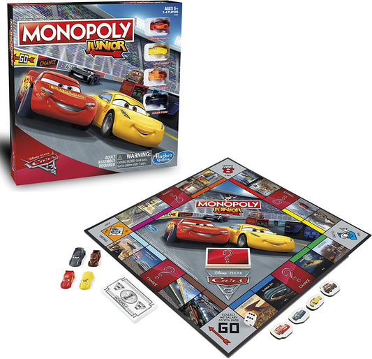 Disney Pixar Cars 3 Edition Monopoly Junior Board Game For Family Party Game