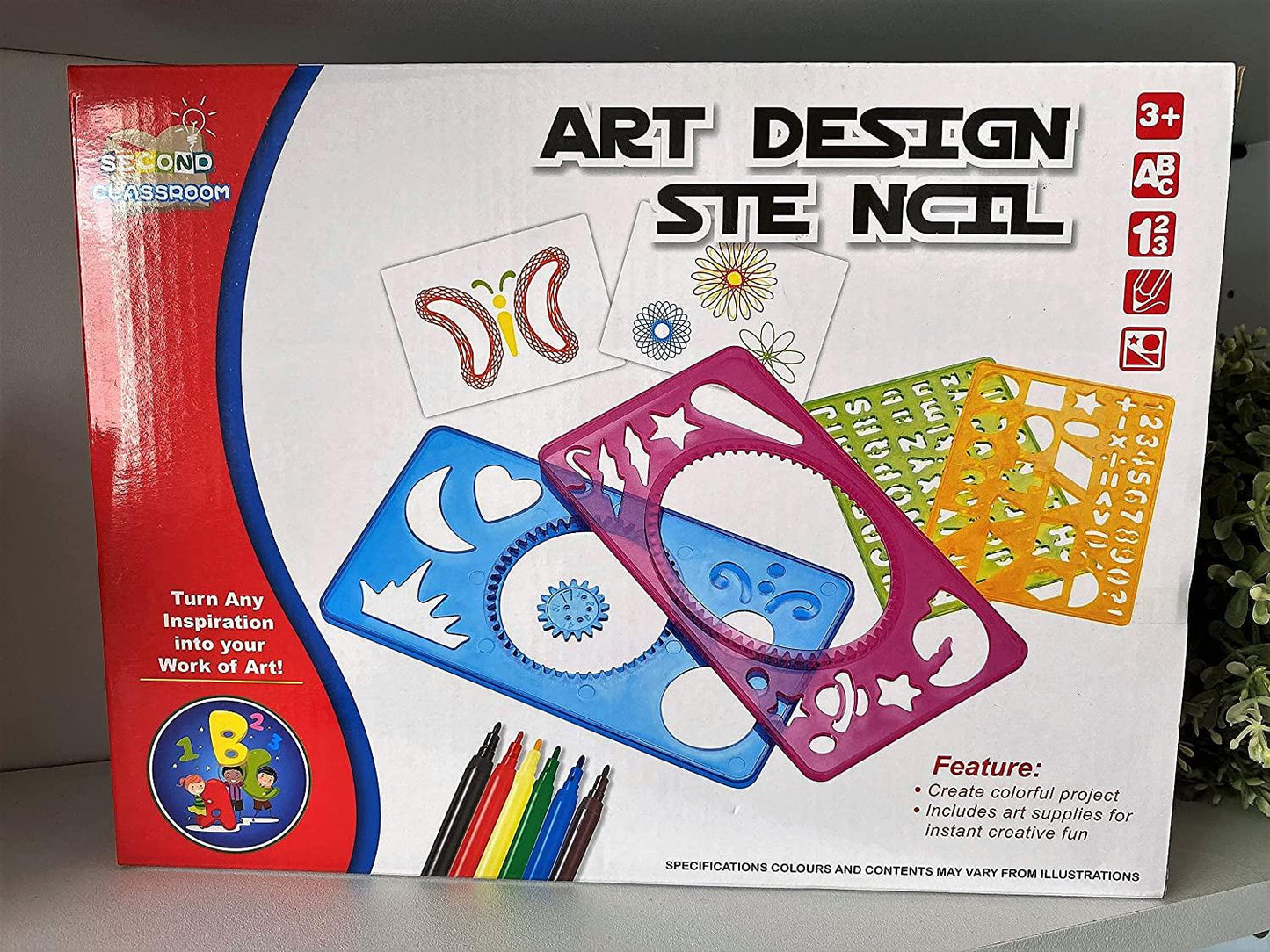 Gift works Art Stencil Design Kit Drawing & Writing Children's Set, Multi-coloured, One Size