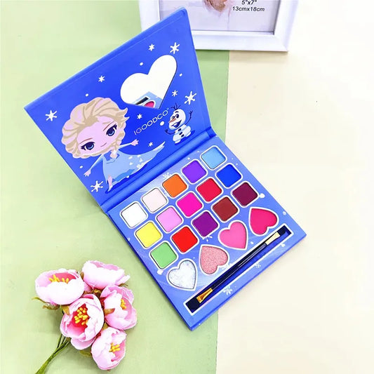 19 Colors Cute Cartoon Pattern Shimmer Matte Sequins Blush Multicolor Makeup Eyeshadow Palette Children Stage Makeup Beauty