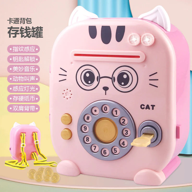 Fingerprint Unlock Piggy Bank + Backpack For Kids