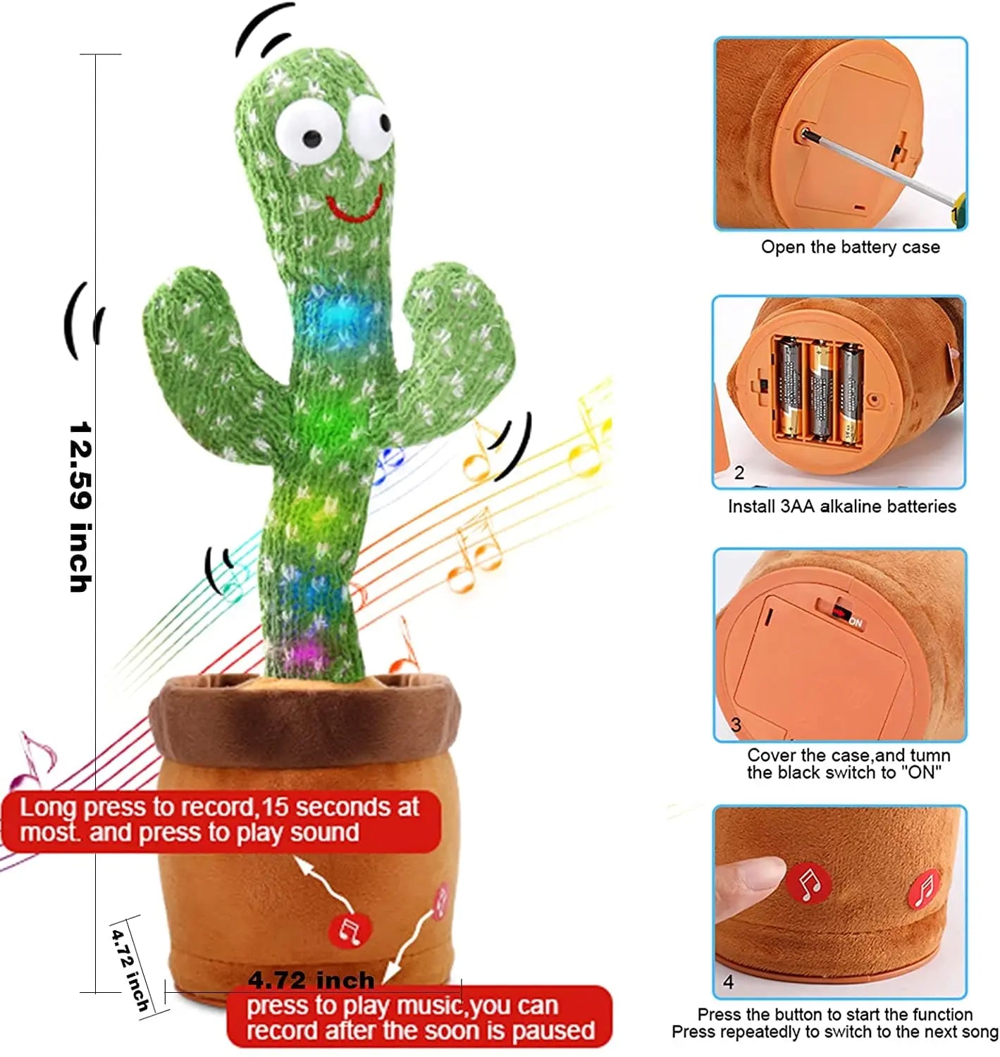 Cute Dancing and Talking Cactus Toy For Kids