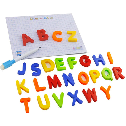 Early Learning Colorful Magnetic Teaching Letters Numbers Fridge Magnets Alphabet With Pen Drawing Board For Kids