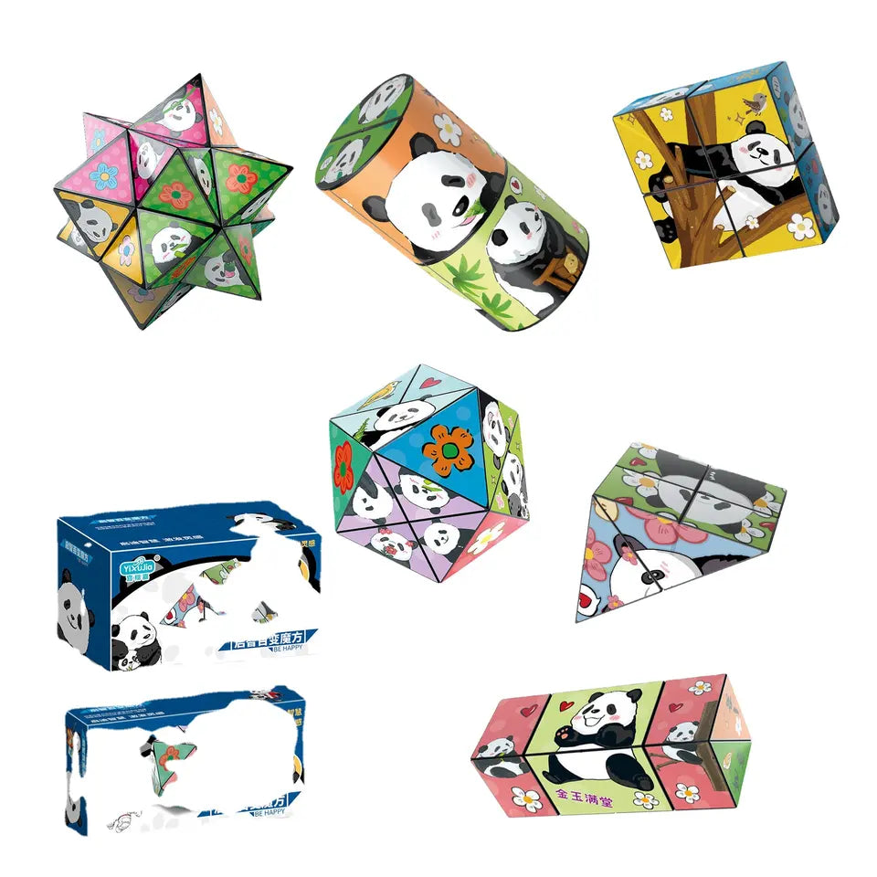 Panda shape shifting box fidget magic cubes anti-stress release 3D infinity cubes building block Toys