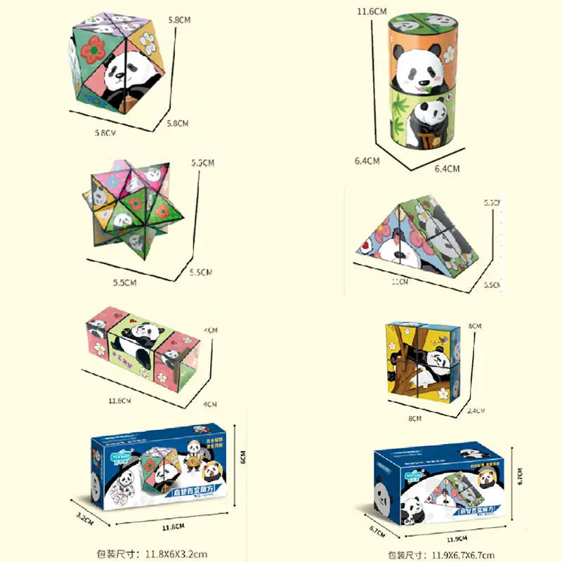 Panda shape shifting box fidget magic cubes anti-stress release 3D infinity cubes building block Toys