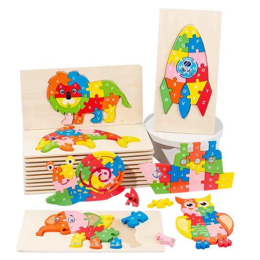 Wooden Toy Montessori DIY Kids Enfant Jigsaw Early Educational Animal 3D Puzzle Baby Game