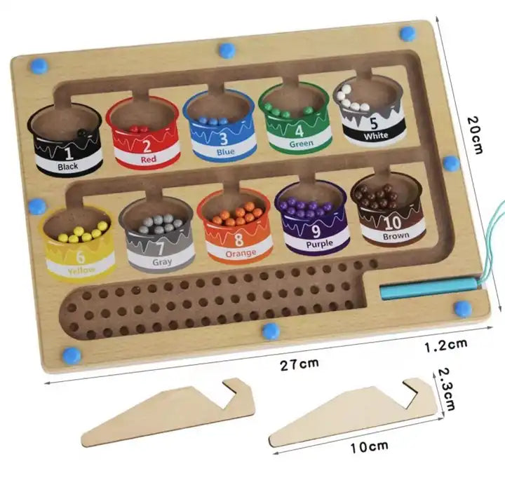 Magnetic Color And Number Maze Wooden Puzzle Board Toys