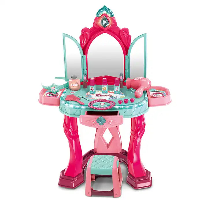Kids Pretend Play Makeup Dresser Table Children Fun Make Up Set Toys For Girls