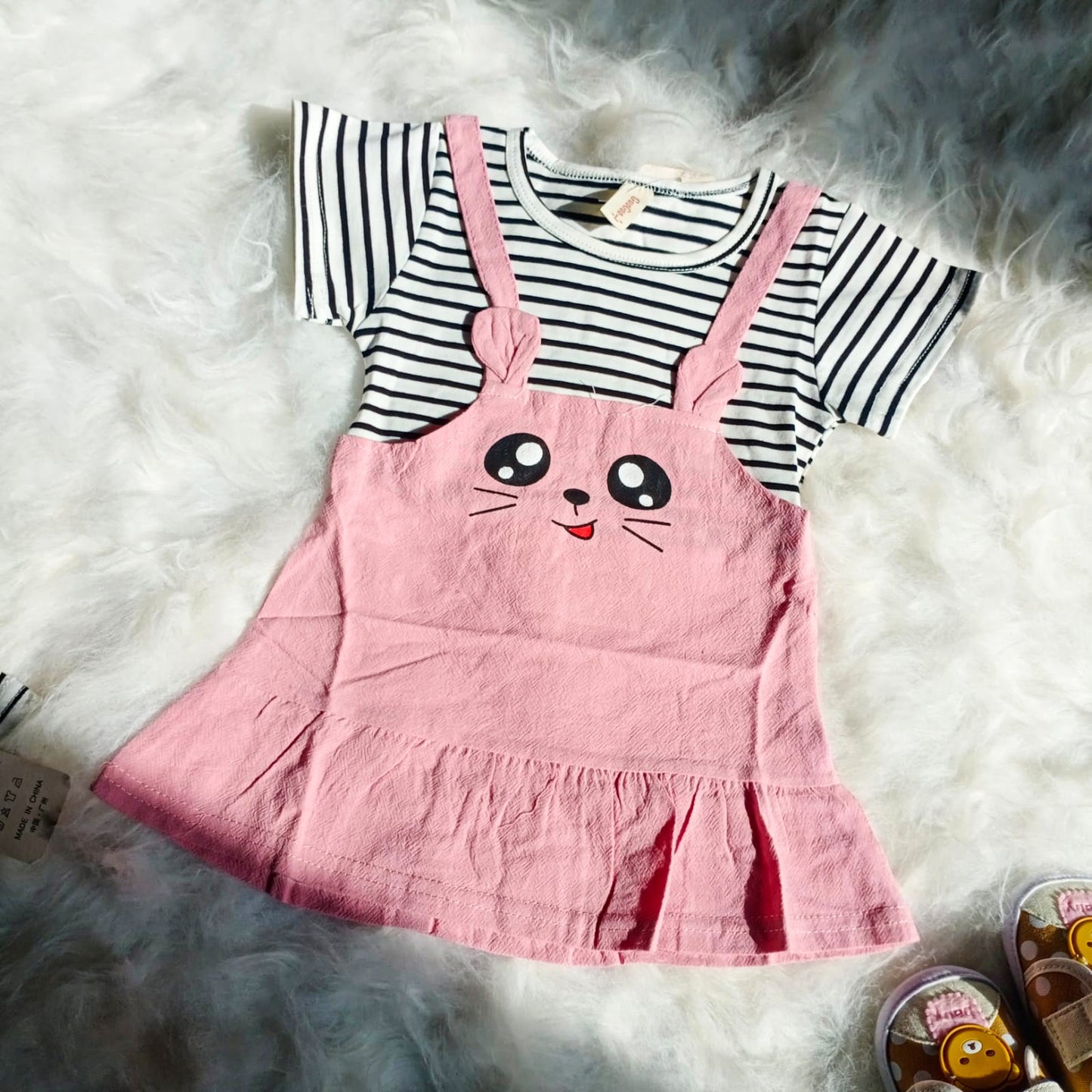Baby Girls Cute Cotton Regular Fit Dungarees