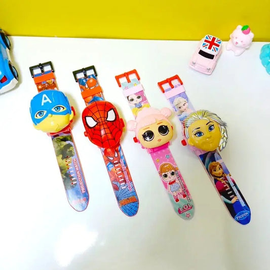 Kids Characters Watch With Projection Torch