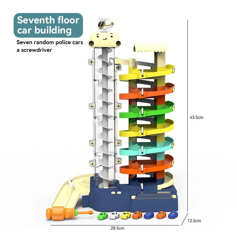 Kids Toys Electric Lift Rail Car Parking Toy Montessori Boys Girls Racing Cars Mechanical Adventure Table Game For Children Gift