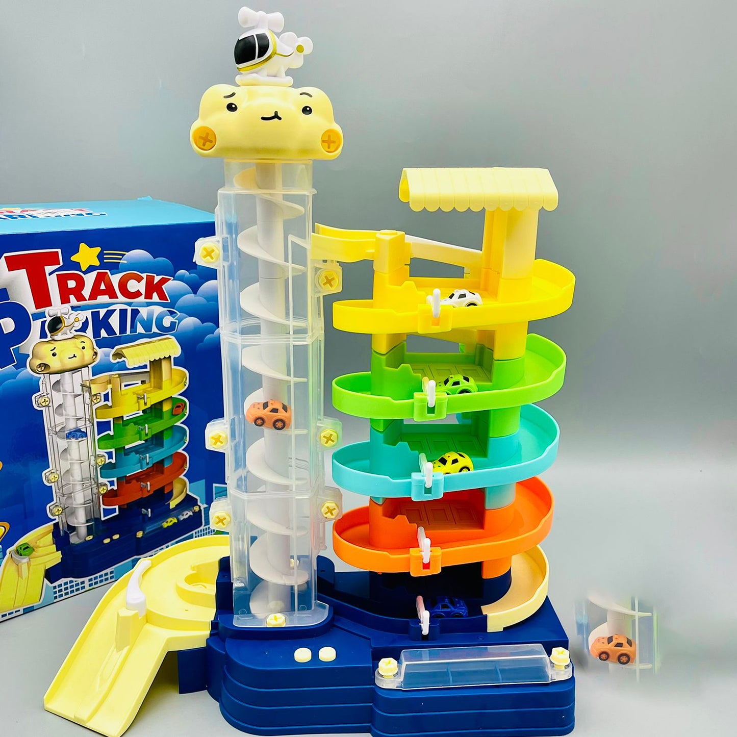 Kids Toys Electric Lift Rail Car Parking Toy Montessori Boys Girls Racing Cars Mechanical Adventure Table Game For Children Gift