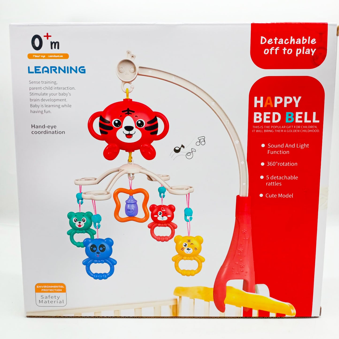 Happy Bed Bell For New Born Baby Toys Rotation Crib Hanging Toy