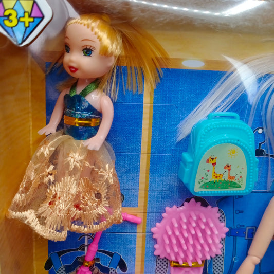 Lovely And Sweet Fashion Girl Doll with her Baby For Kids Play