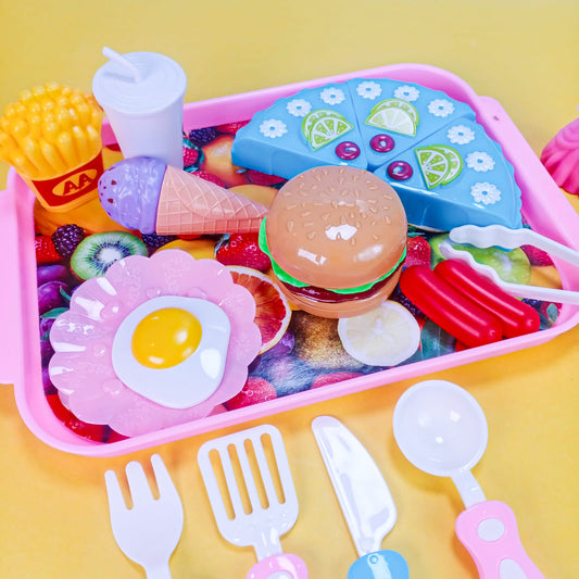 Junk Food Burger Pizzwla Fries Pretend Play Set For Kids