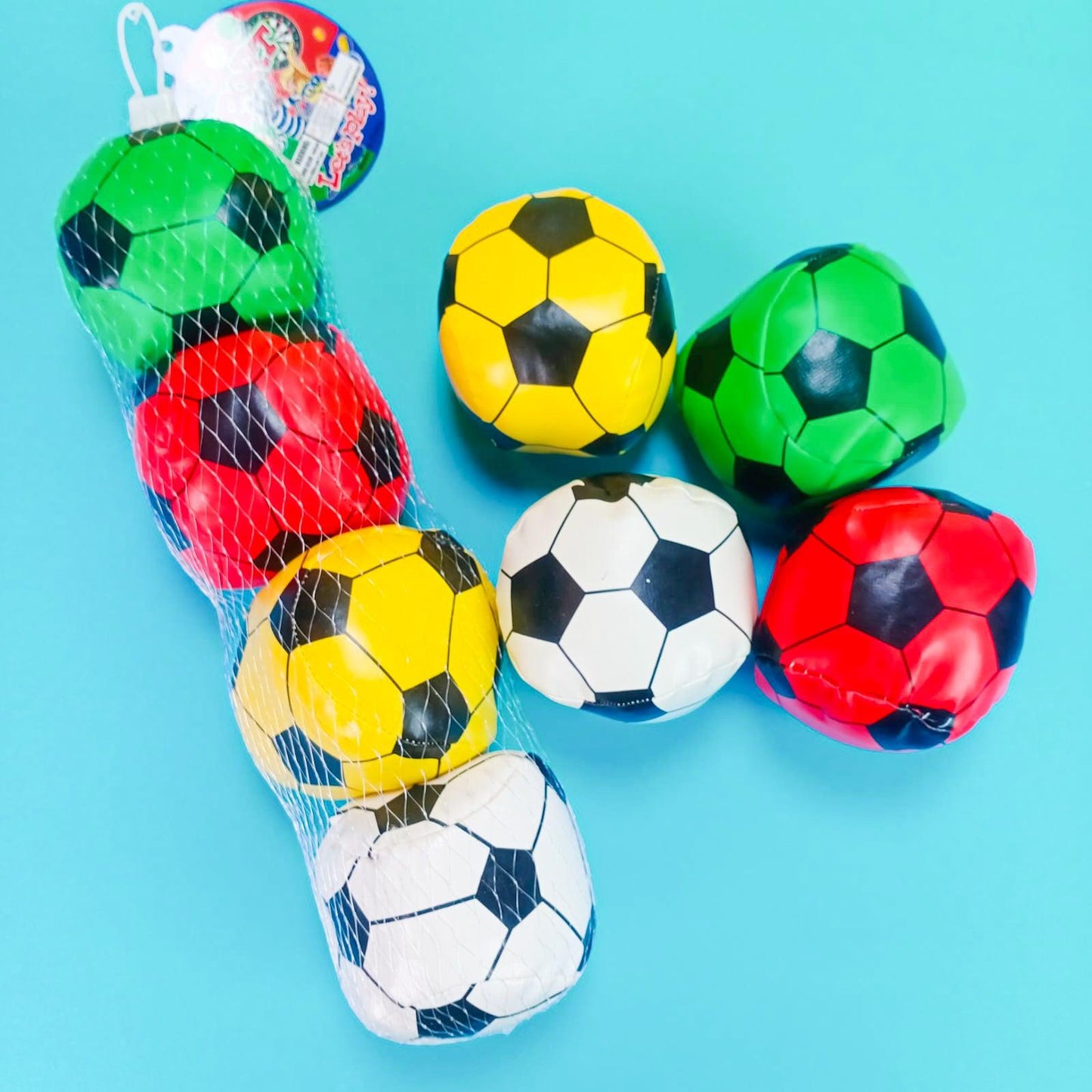 Pack of 4 Colorful Soccer Football Stress Ball