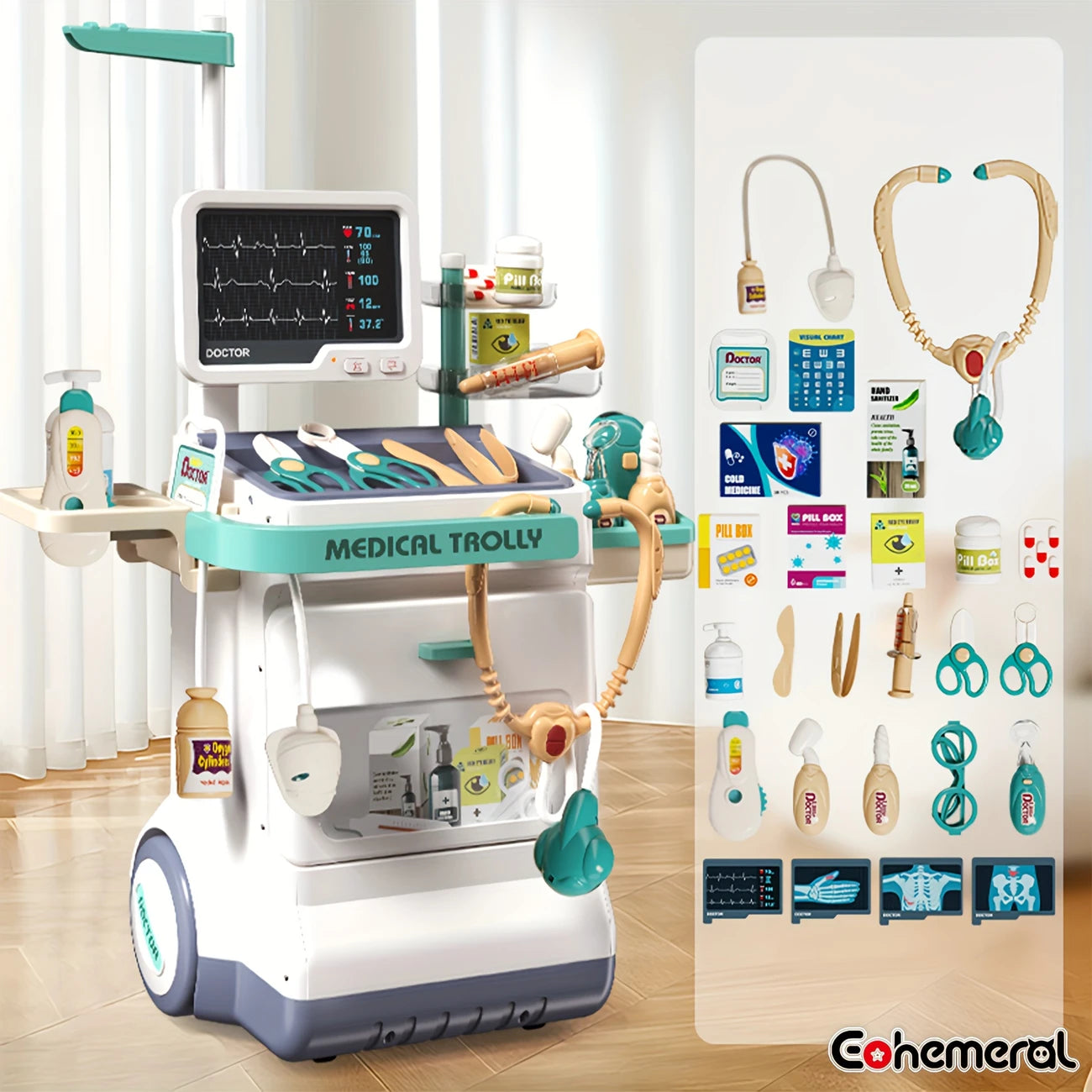 Pretend Play Medical Trolley Set