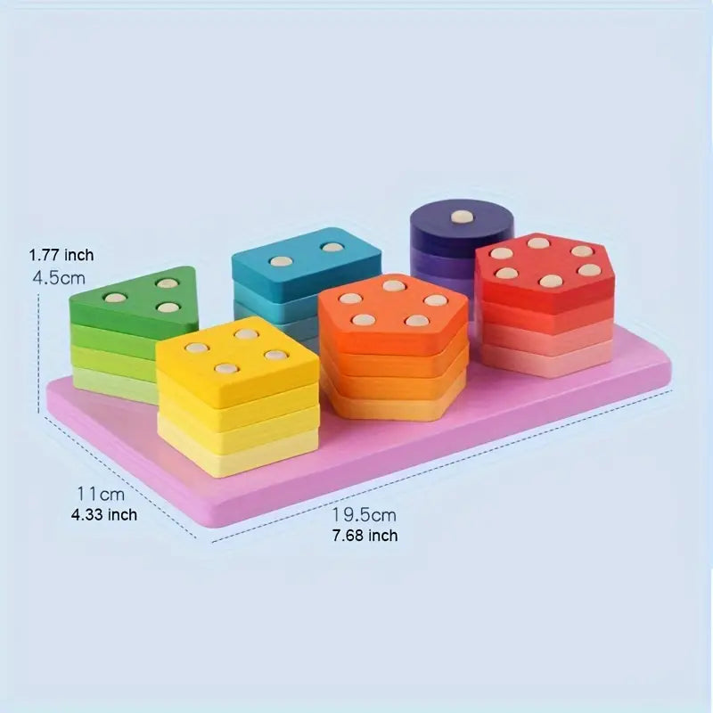 Puzzle Wooden Geometry Set Of Pillars Wooden Four Sets Of Pillars Six Sets Of Pillars Montessori Early Learning Cognitive Blocks Pairs