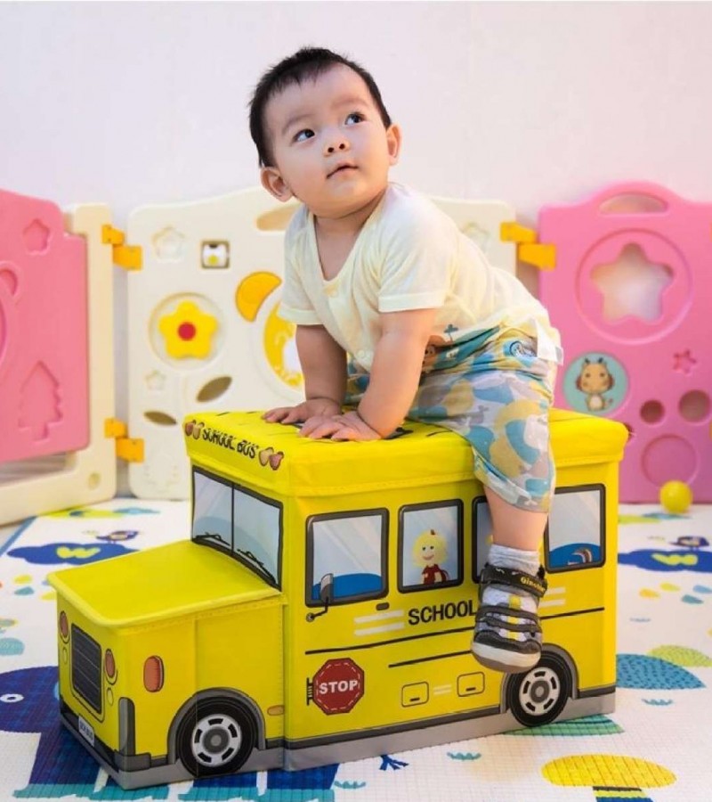 Foldable Kid's Toy Storage Box & Padded Seat