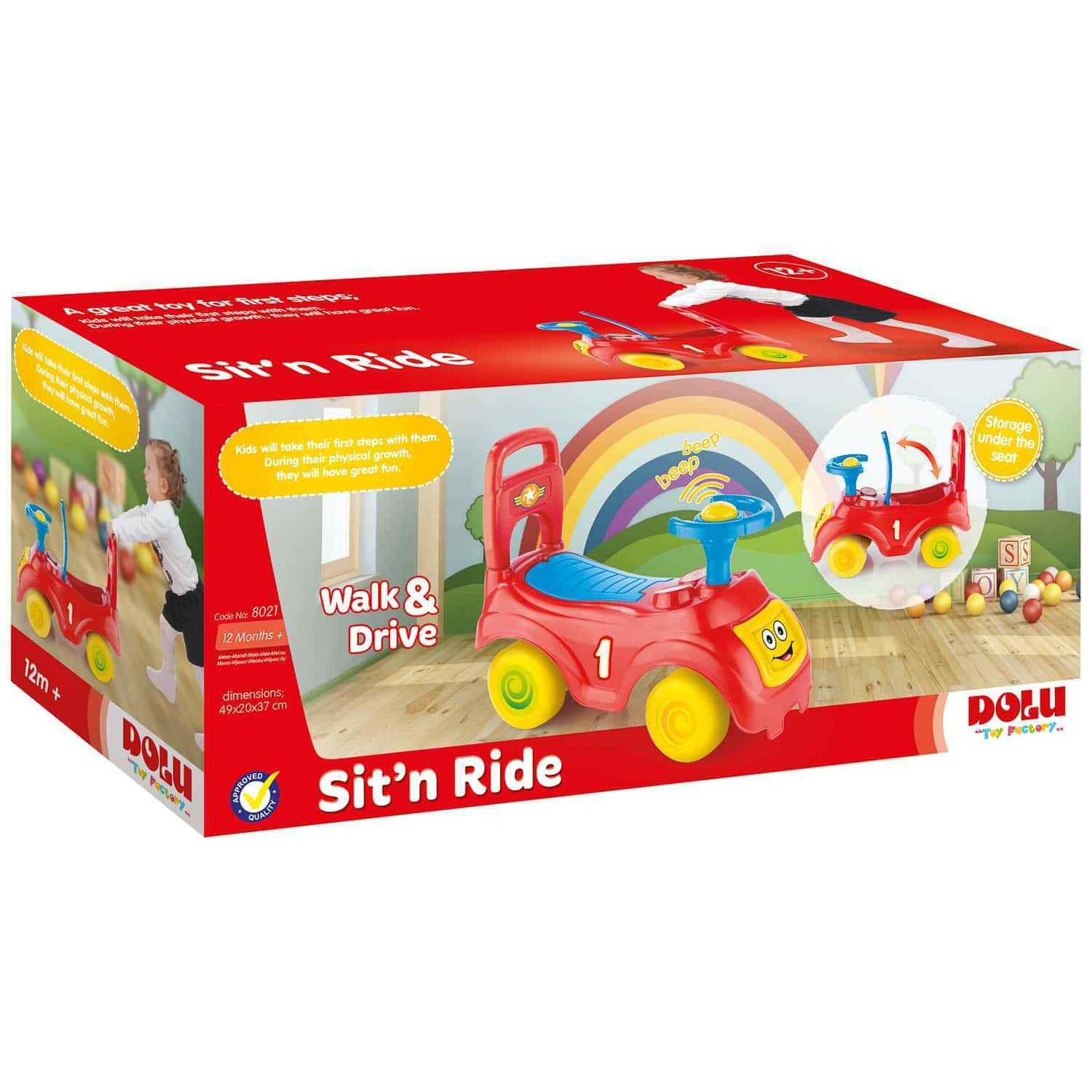 Dolu Ride-On Walk and Ride Toy with Storage Space