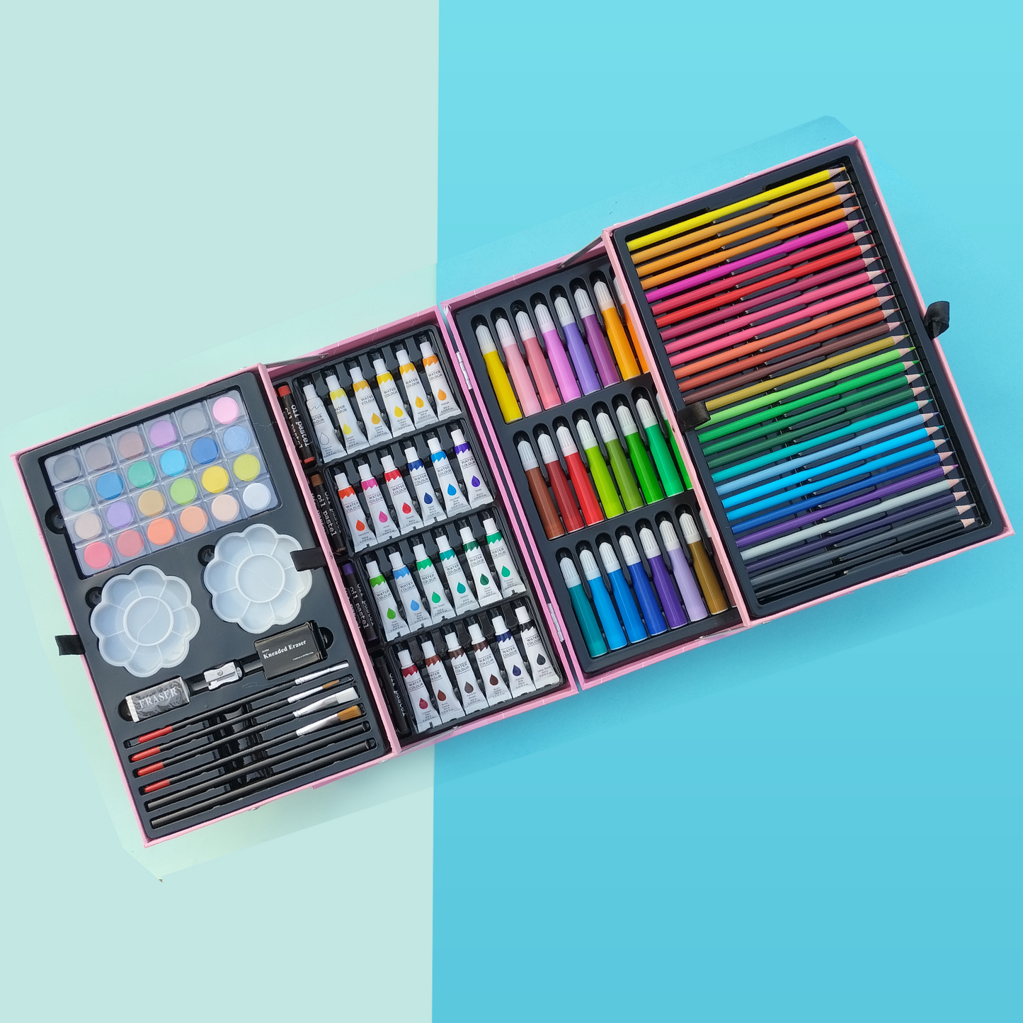 Kids Art Supplies Kit With Wooden Briefcase