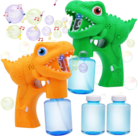 Battery Operated Dino Bubble Gun With Music and Light For Kids