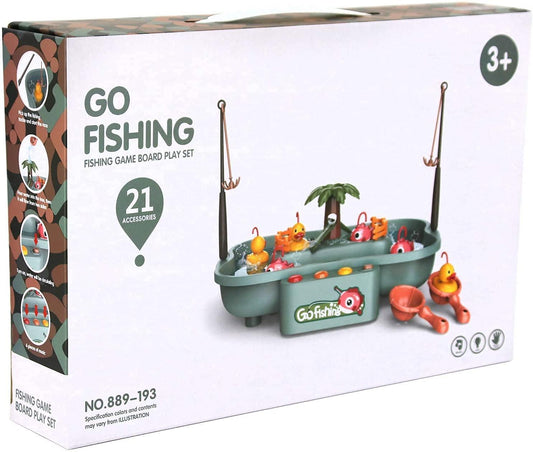 Fishing Game Toys with Slideway, Electronic Toy Fishing Set, Educational Toys for Kids Toddlers Gift for Baby