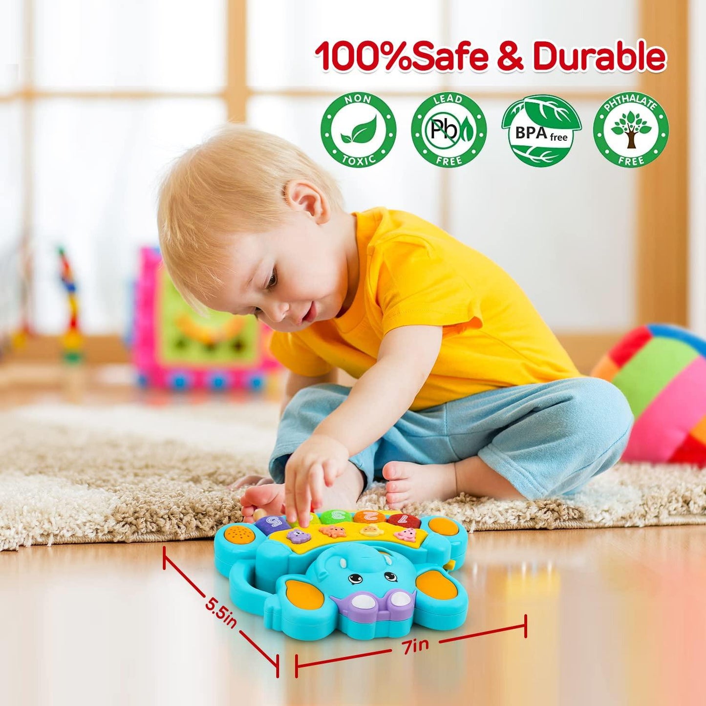Elephant Baby Piano Toys With music and Lights For Toddlers