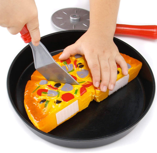 Pizza Party Toy Play Set for Kids, Pizza Pie Pretend Play Food
