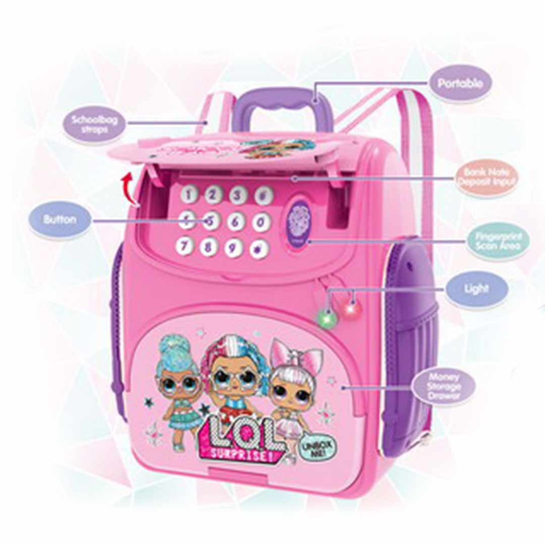 LOL Money Bank ATM Mini Savings Bank with Electronic Lock School Bag For Kids